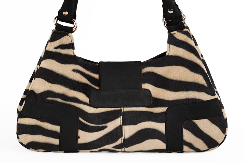 Dress handbag in animal print and matt black - Rear view